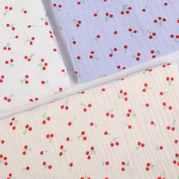 Soft skin Double-layer crepe printed cotton gauze fabric autumn and winter pajamas fabric