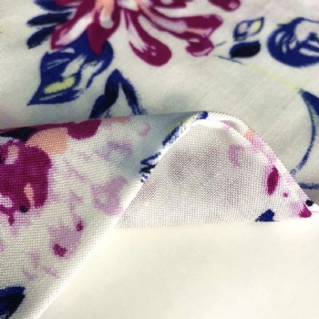 Competitive price indian viscose polyester print rayon jersey fabric for dress woman