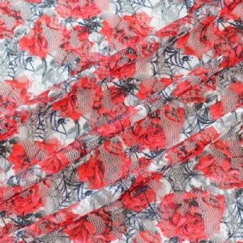 High Quality Luxury Multi Color Mesh Tulle Floral French Embroidery 3D Lace Fabric